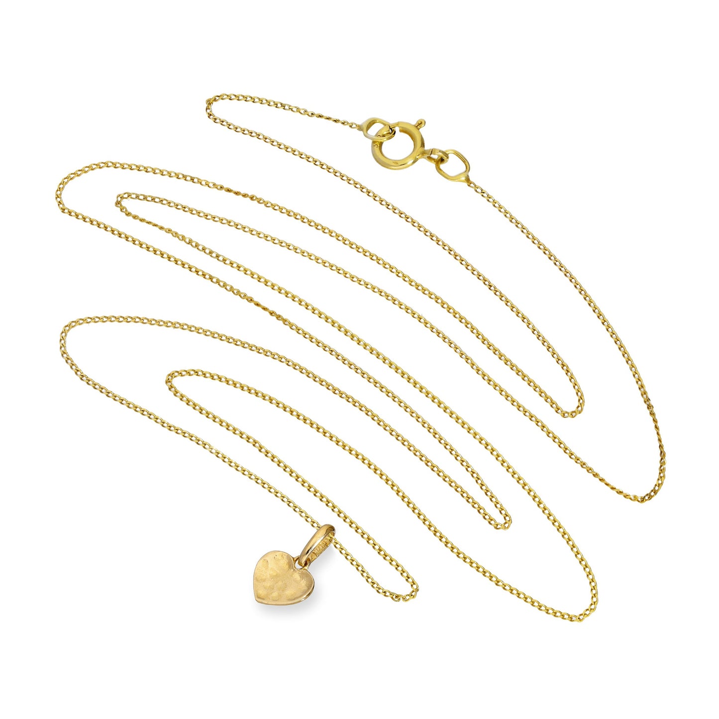 Collier avec pendentif en forme de cœur en or 9 carats avec finition martelée