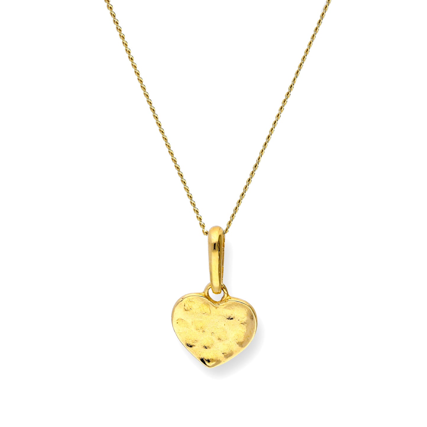 Collier avec pendentif en forme de cœur en or 9 carats avec finition martelée