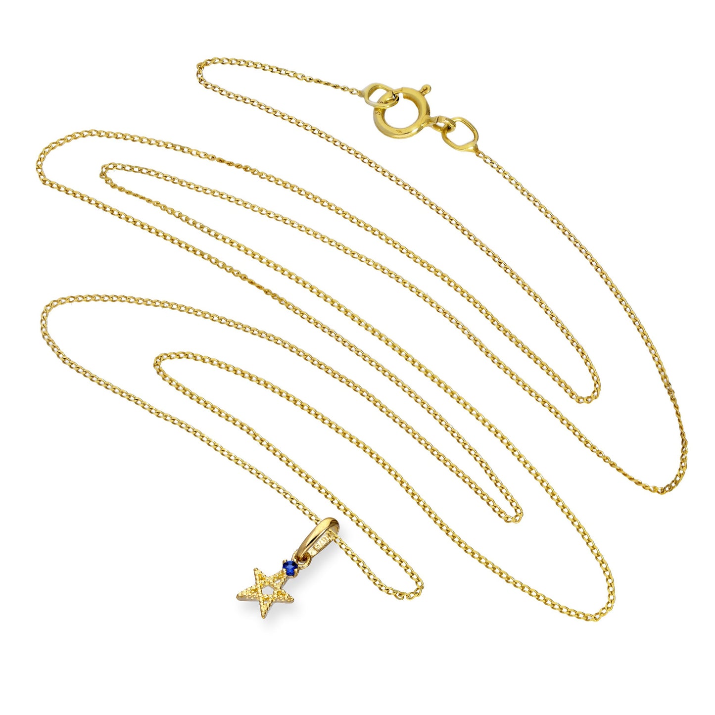 Collier avec pendentif étoile pentagramme en or 9 carats et saphir CZ