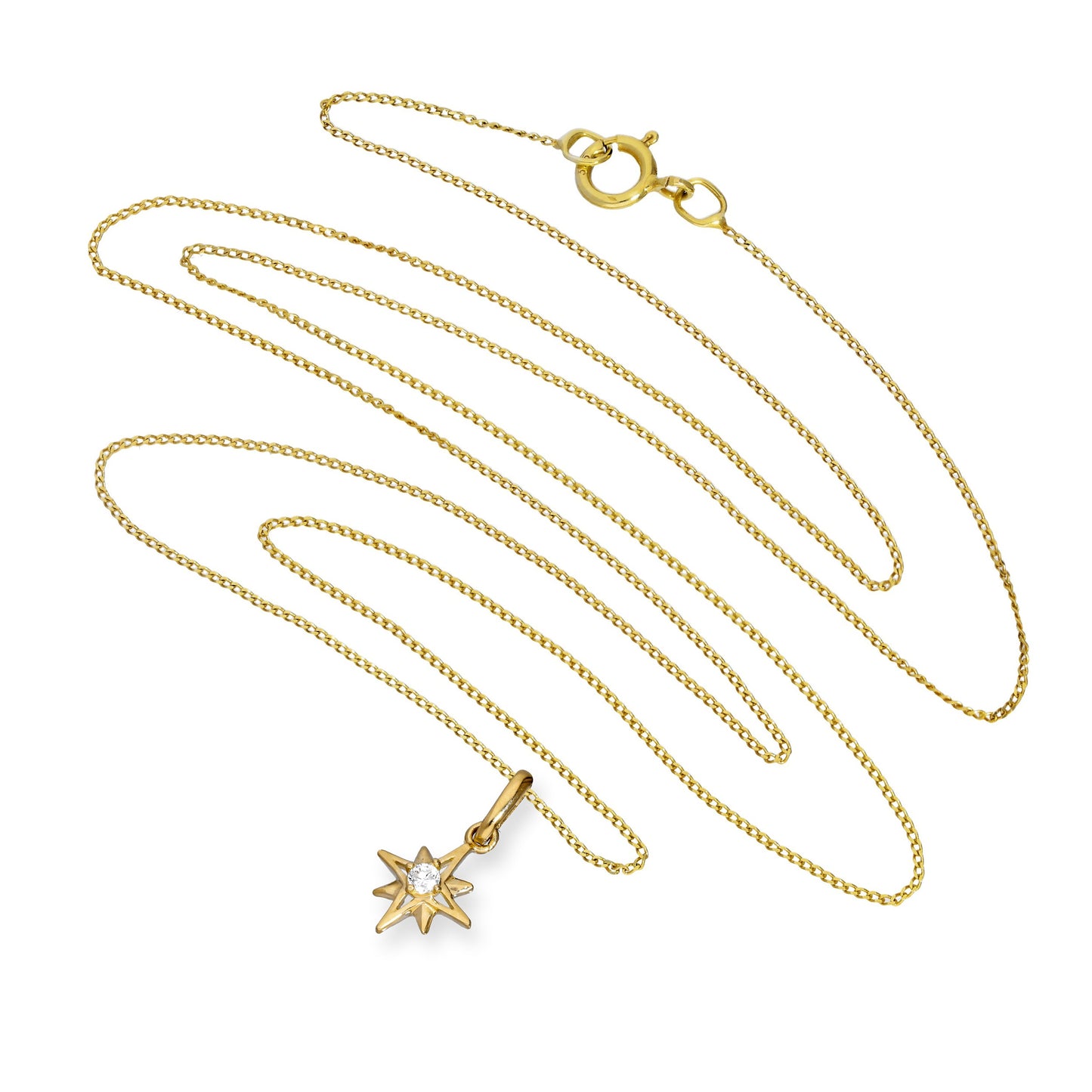 Collier avec pendentif étoile brillante en or 9 carats et cristal CZ transparent