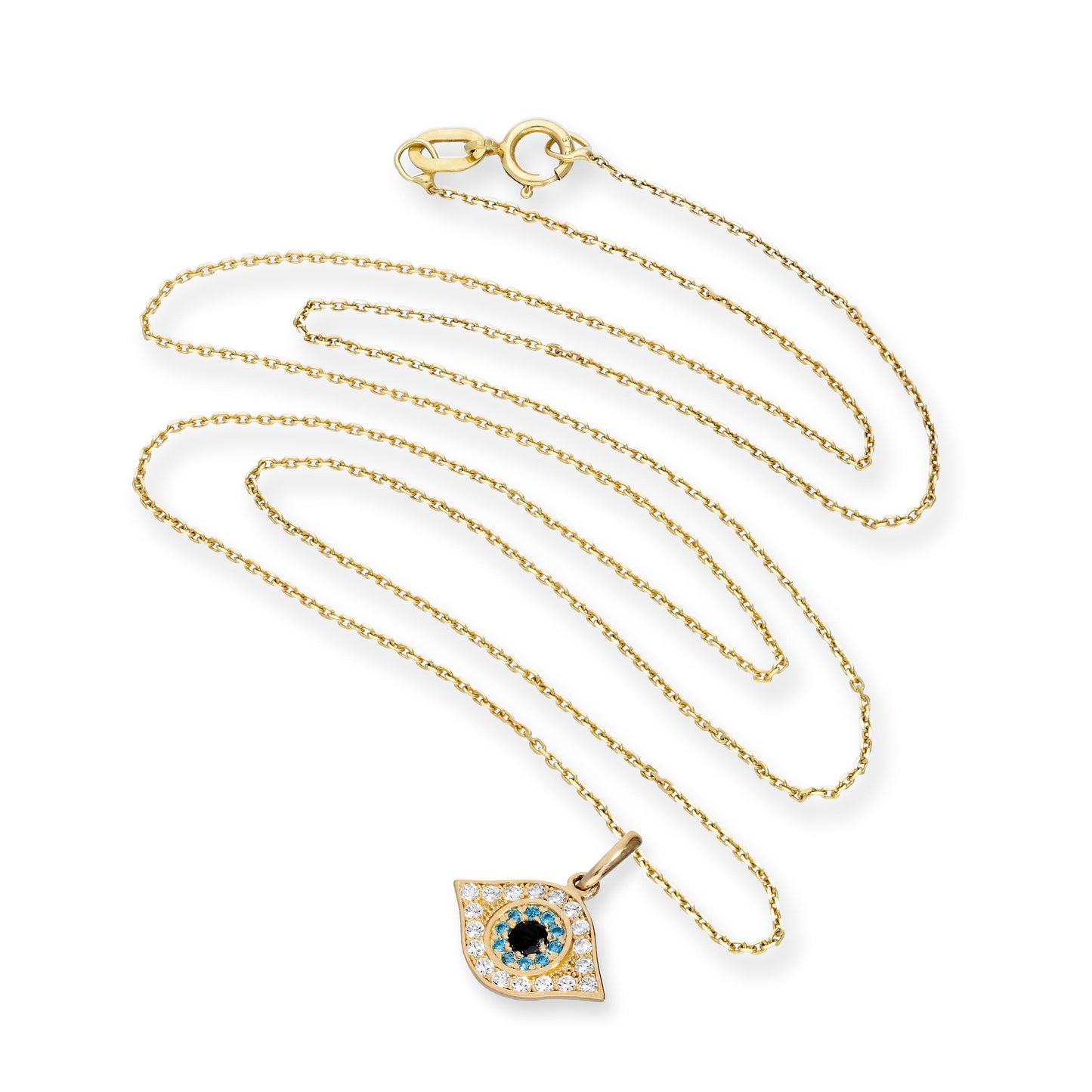 Collier pendentif mauvais œil en or 9 carats et cristal CZ