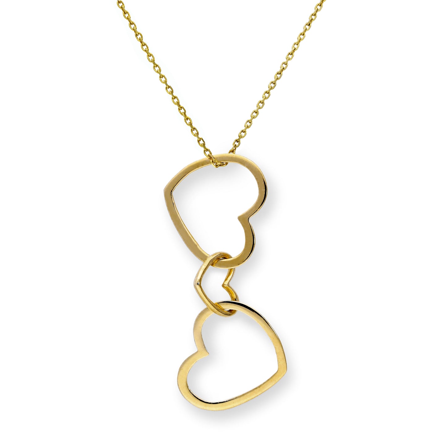 Collier avec pendentif triple cœur entrelacé en or 9 carats