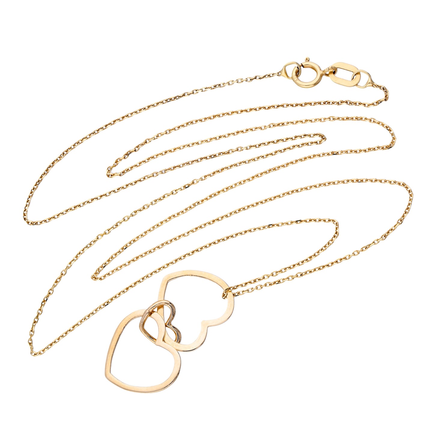 Collier avec pendentif triple cœur entrelacé en or 9 carats