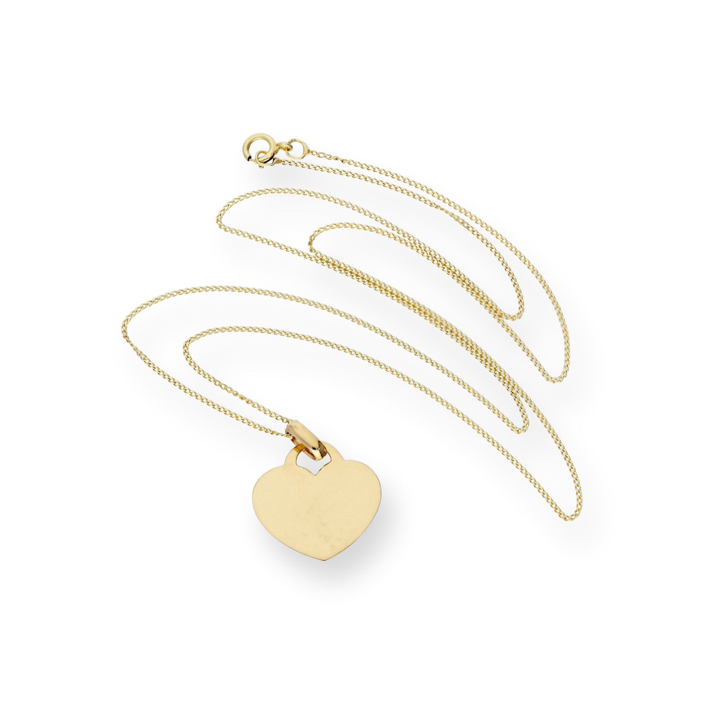 Collier pendentif cœur gravable en or 9 carats de 40 à 45 cm