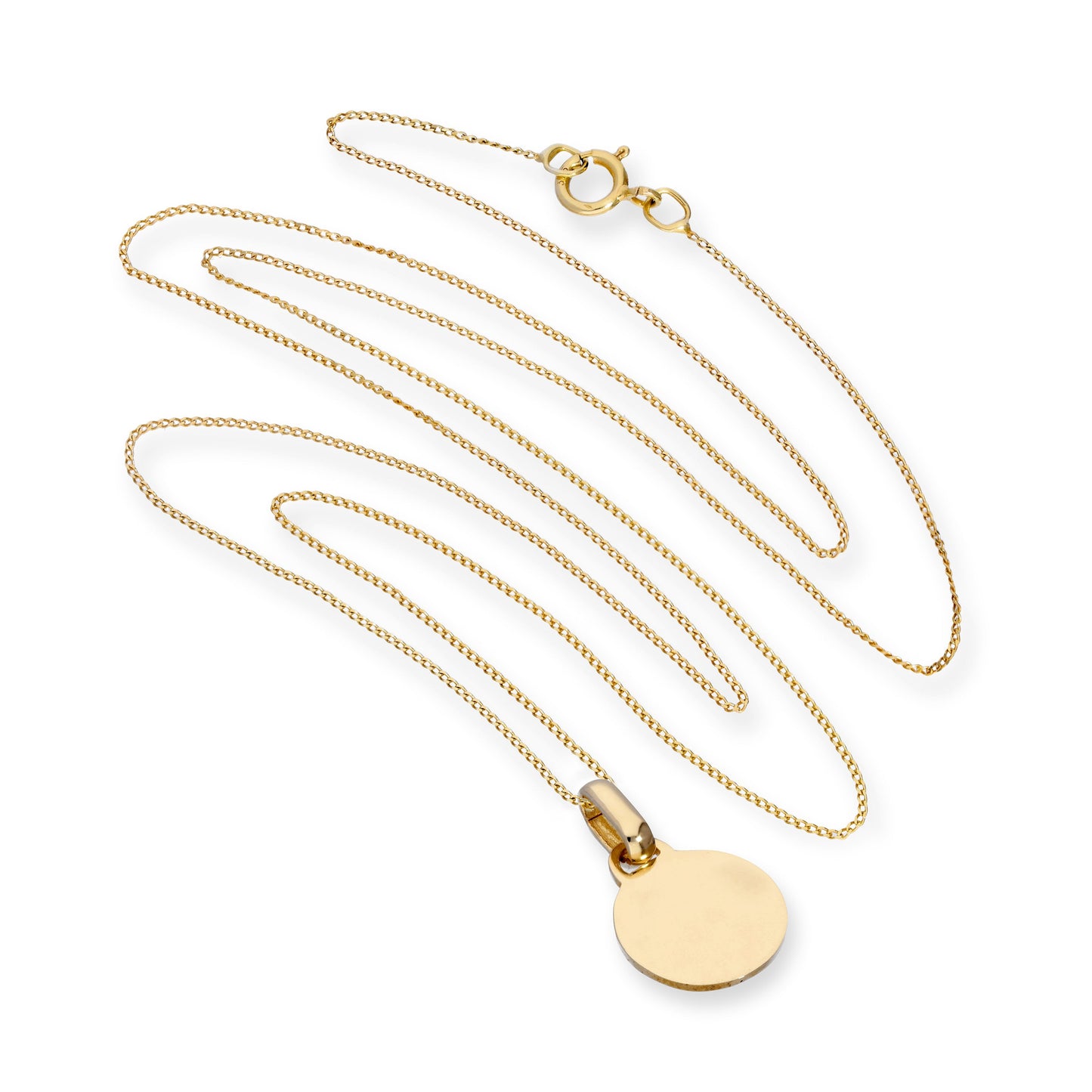 Collier pendentif rond gravable en or 9 carats de 40 à 50 cm