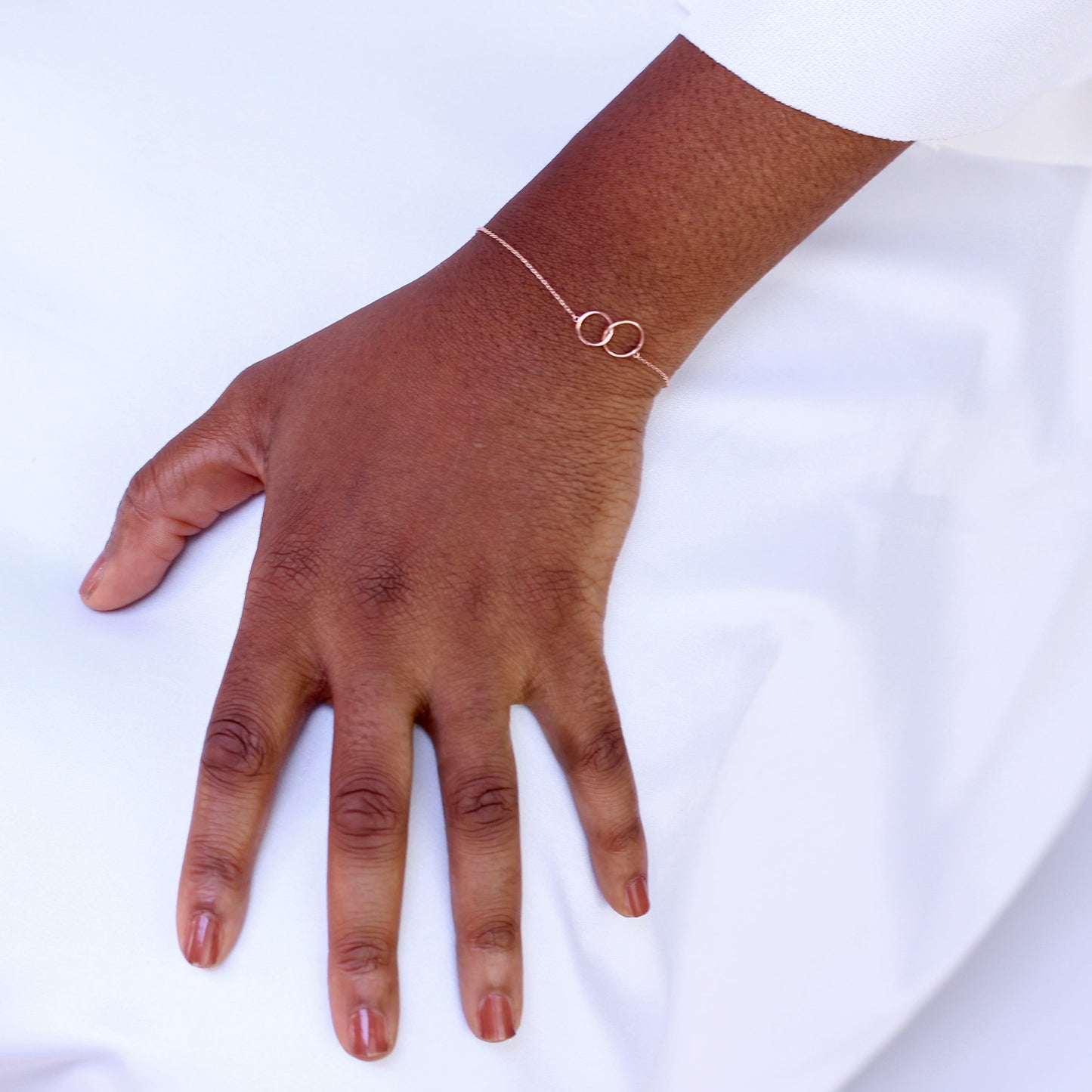 Bracelet Karma Circles en or rose 9 carats de 18 cm