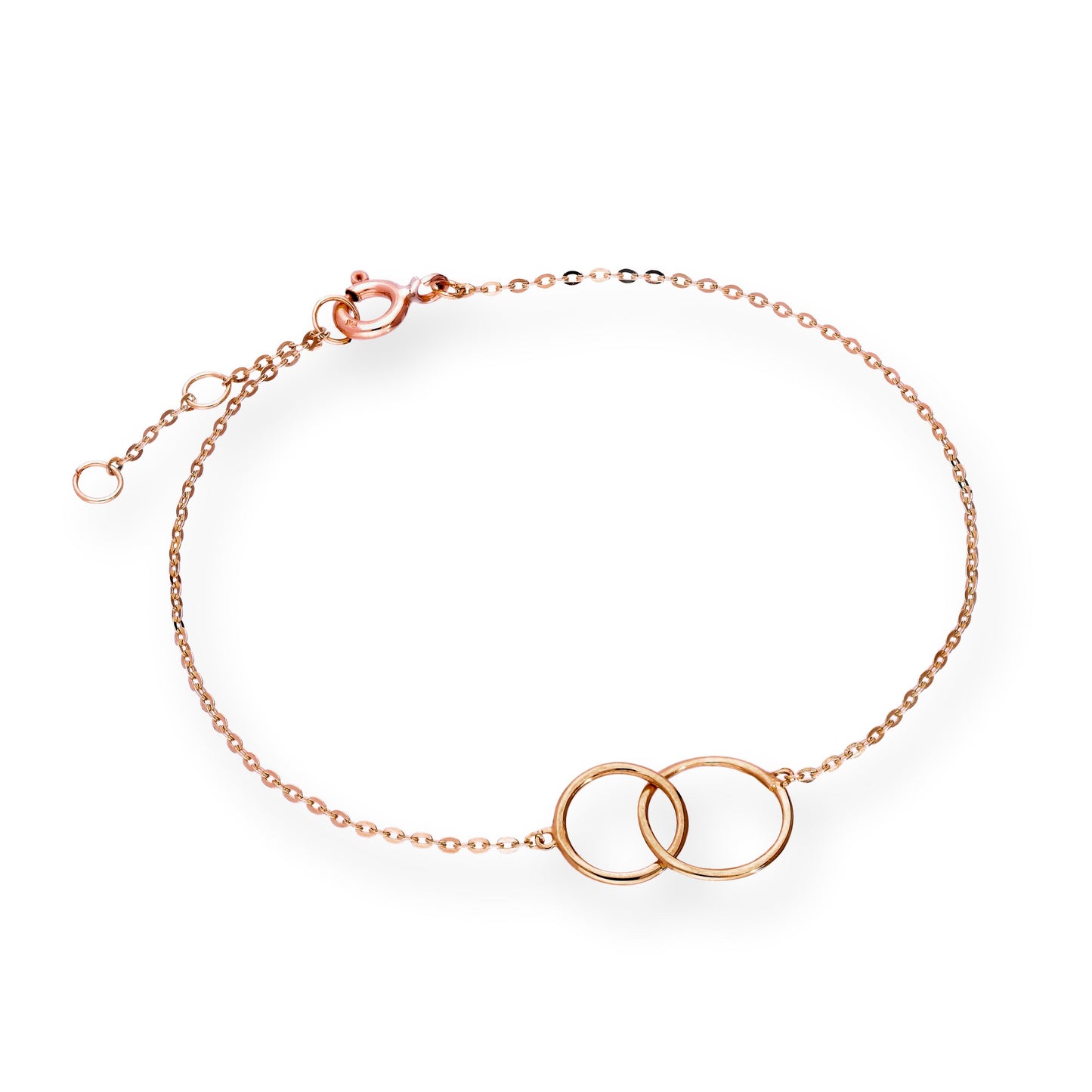 Bracelet Karma Circles en or rose 9 carats de 18 cm