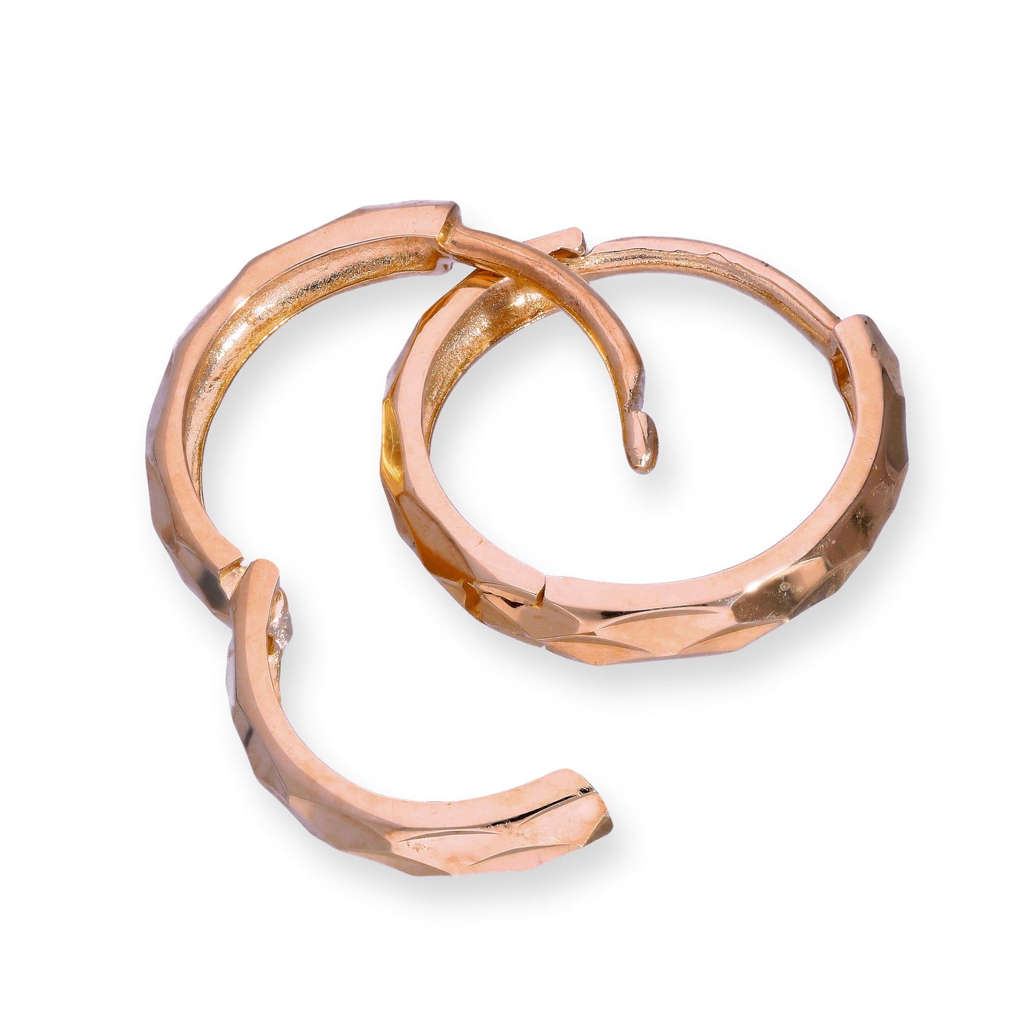 Boucles d'oreilles créoles à facettes en or rose 9 carats