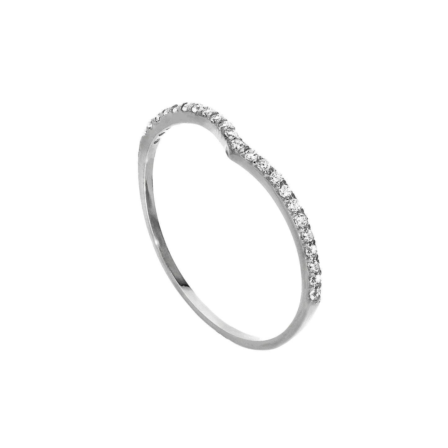 Bague d'éternité empilable en or blanc 9 carats et cristal CZ transparent, taille IU