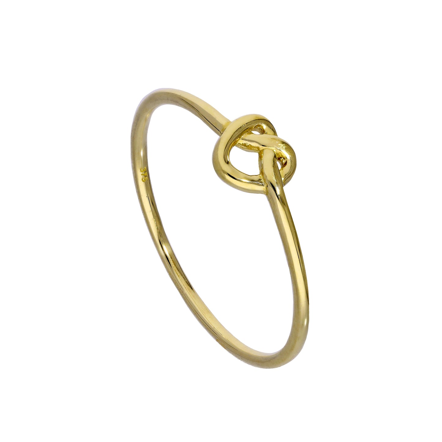 Bague en or 9 carats avec nœud en forme de cœur, tailles I à U