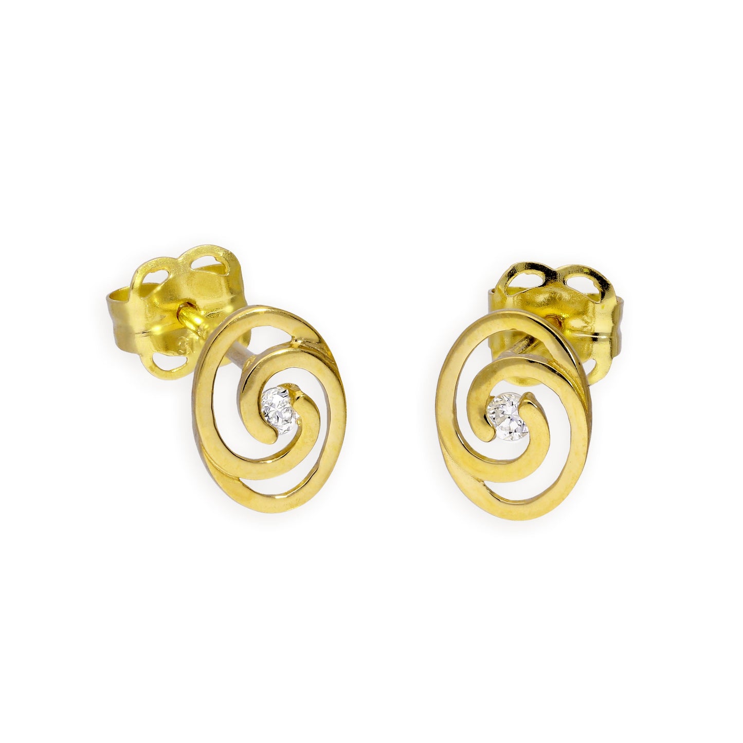 Boucles d'oreilles à tige en or 9 carats et cristaux CZ transparents