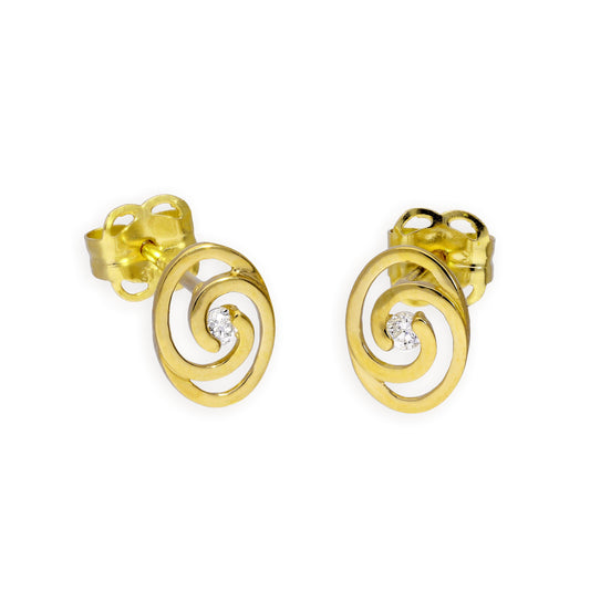 Boucles d'oreilles à tige en or 9 carats et cristaux CZ transparents