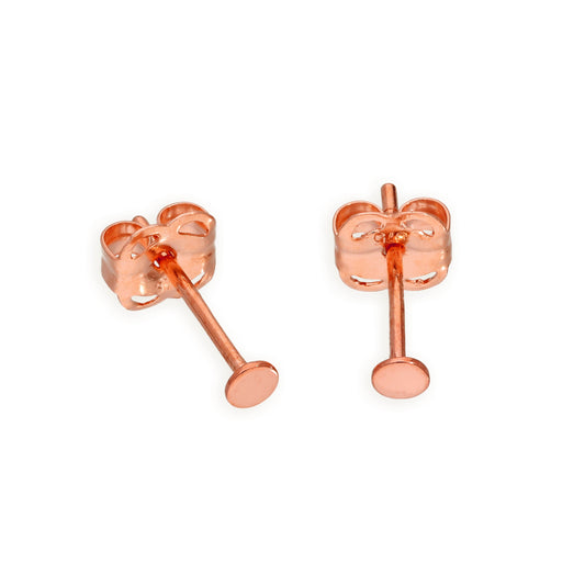 Boucles d'oreilles à tige en or rose 9 carats avec cercle plat de 2 mm