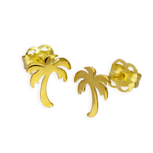 Boucles d'oreilles à tige en or 9 carats en forme de palmier
