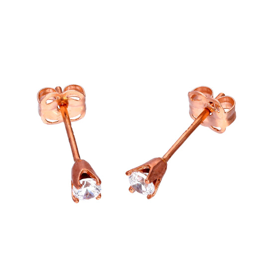 Boucles d'oreilles à tige en or rose 9 carats et cristal CZ transparent