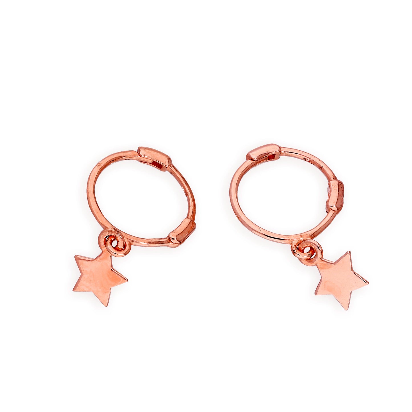 Boucles d'oreilles créoles étoiles en or rose 9 carats