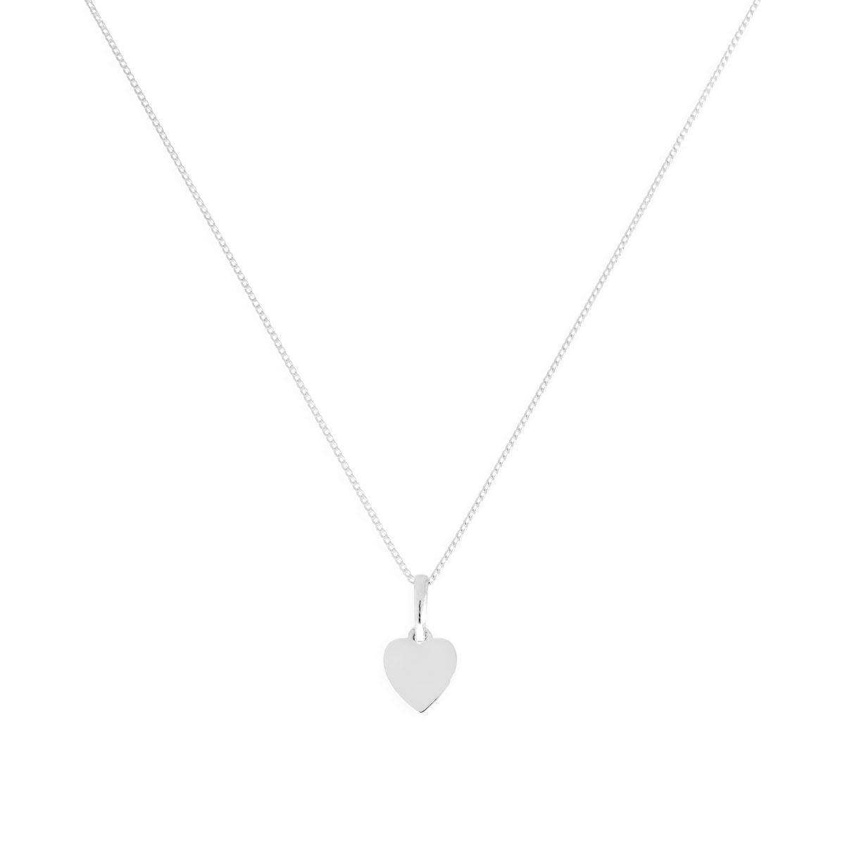 Collier pendentif petit cœur gravable en or blanc 9 carats, 40 à 50 cm
