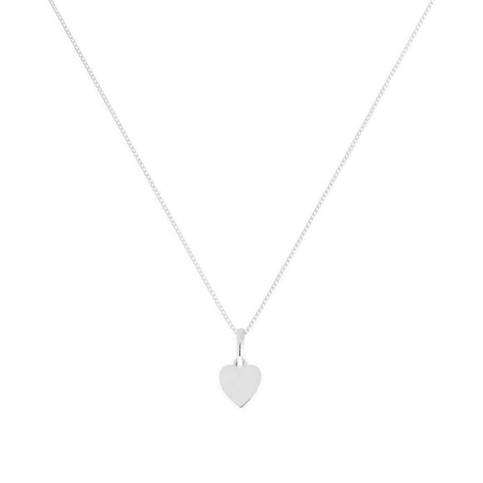 Collier pendentif petit cœur gravable en or blanc 9 carats, 40 à 50 cm