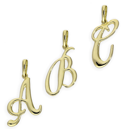 Breloques fantaisie en or 9 carats avec lettres de l'alphabet A à Z