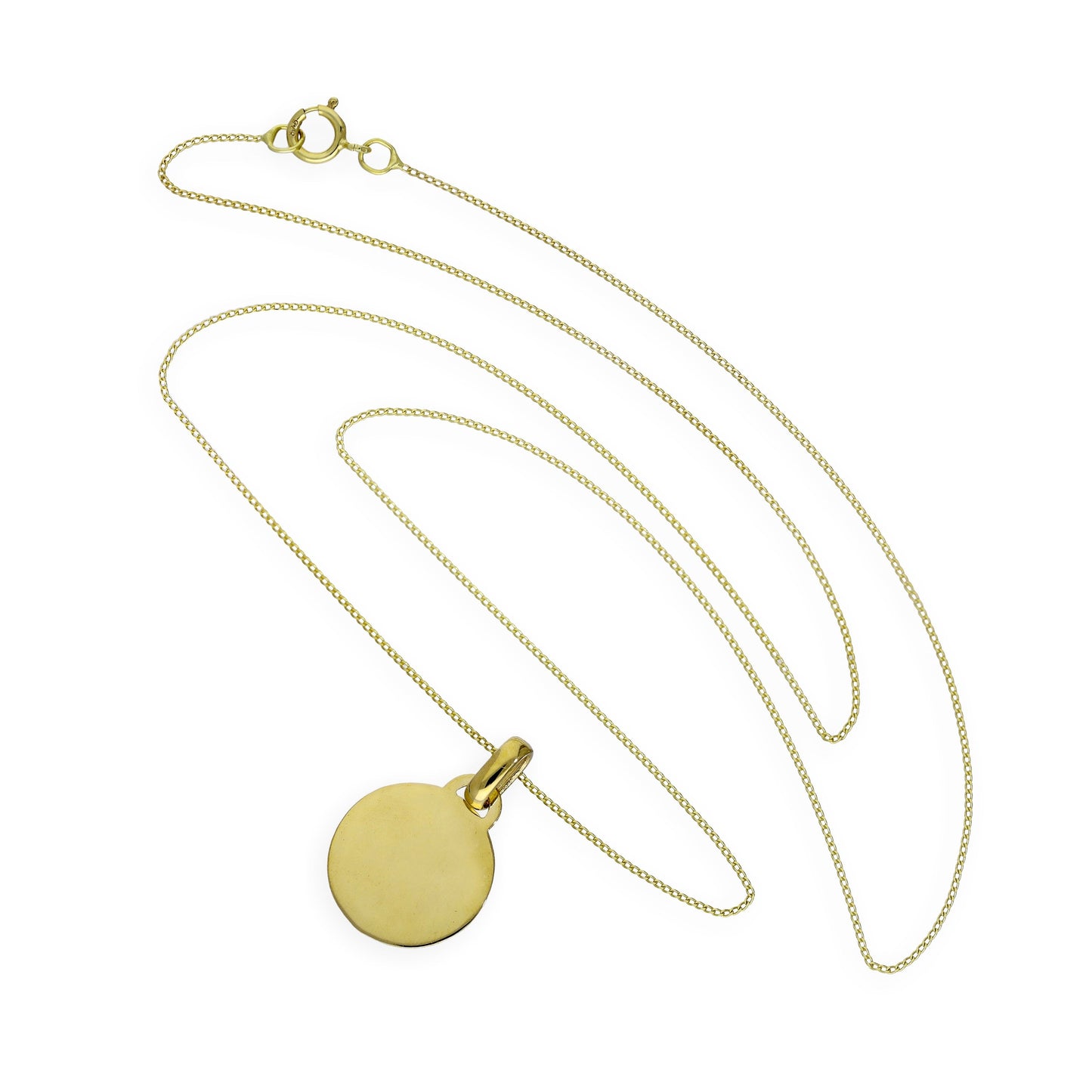 Collier pendentif petit cercle gravable en or 9 carats de 40 à 50 cm
