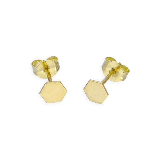 Boucles d'oreilles à tige hexagonales en or 9 carats de 4 mm