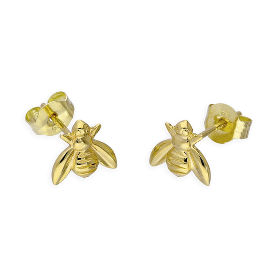 Boucles d'oreilles à tige en or 9 carats en forme d'abeille