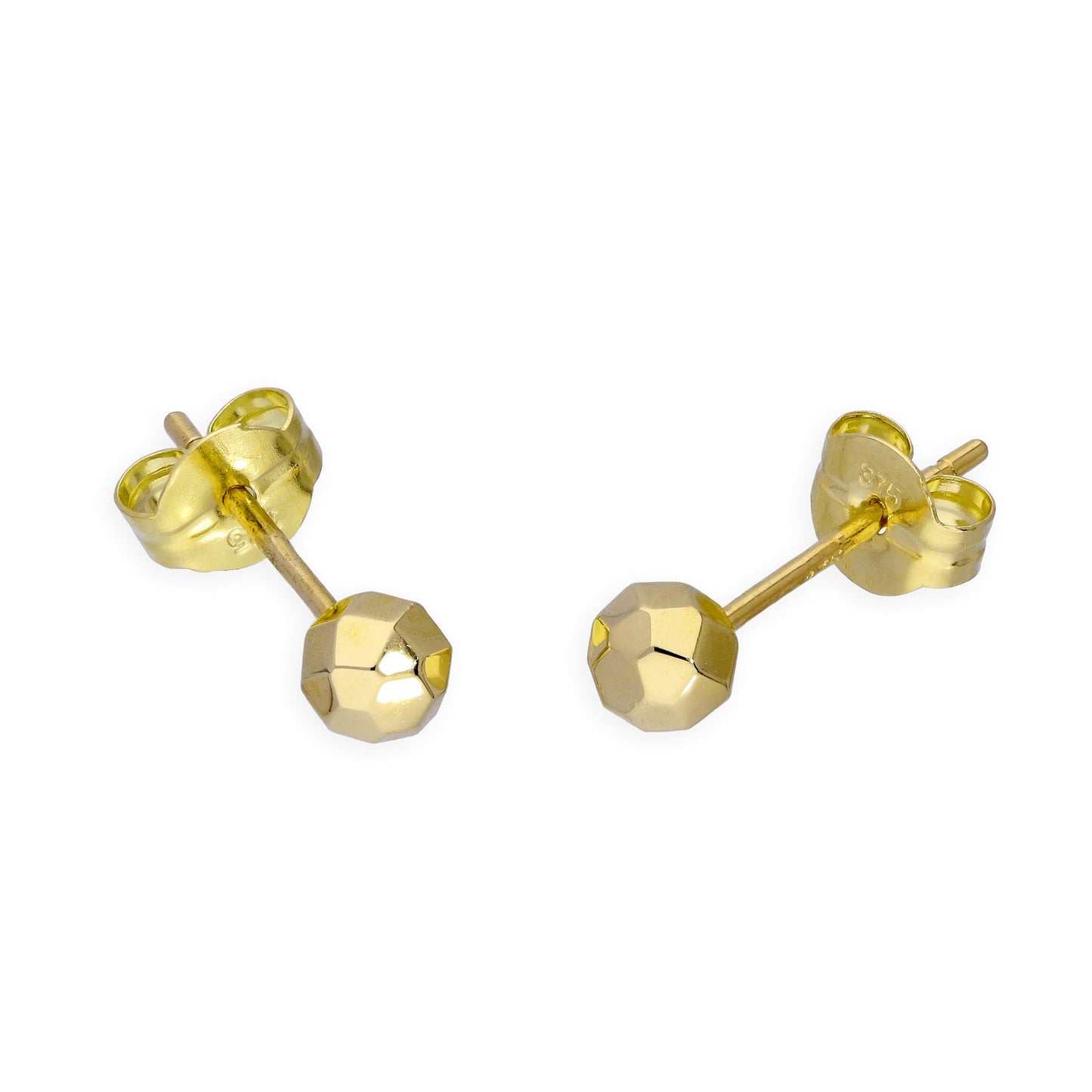 Boucles d'oreilles à tige en or 9 carats avec boules taillées en diamant de 3 mm