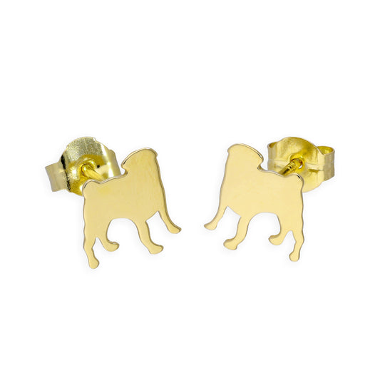 Boucles d'oreilles à tige en or 9 carats avec motif Rottweiler