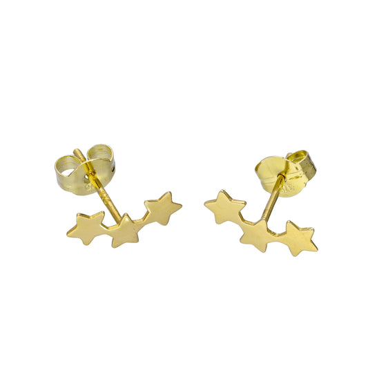Boucles d'oreilles à tige triple étoile en or 9 carats