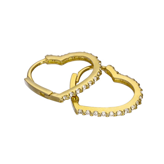 Créoles à charnière en forme de cœur en or 9 carats et cristal CZ transparent
