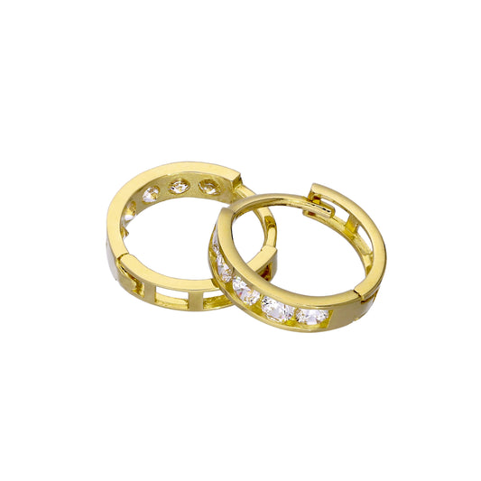 Créoles à charnière de 9 mm en or 9 carats et cristal CZ transparent