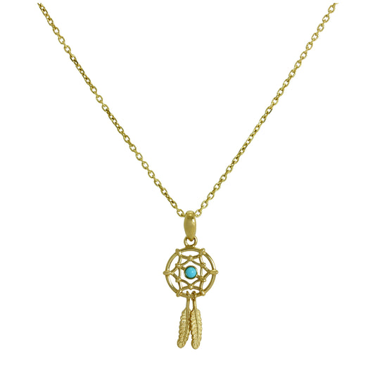 Collier pendentif attrape-rêves en or 9 carats et émail bleu, 40 à 50 cm