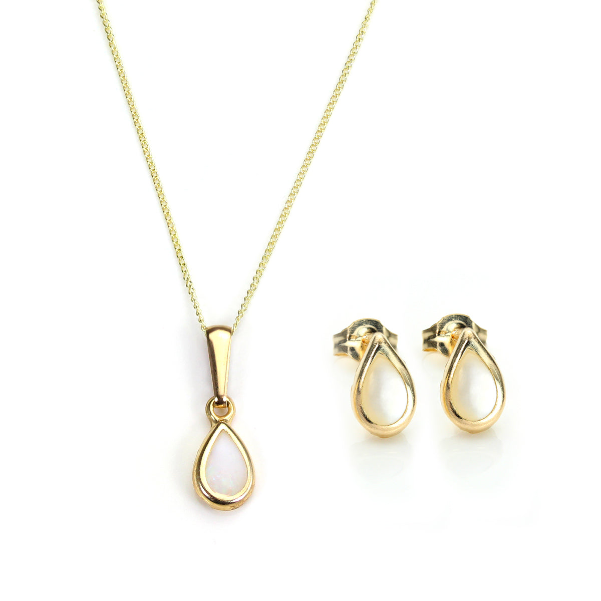 Ensemble pendentif et boucles d'oreilles à tige en or 9 carats et pierre de naissance de juin