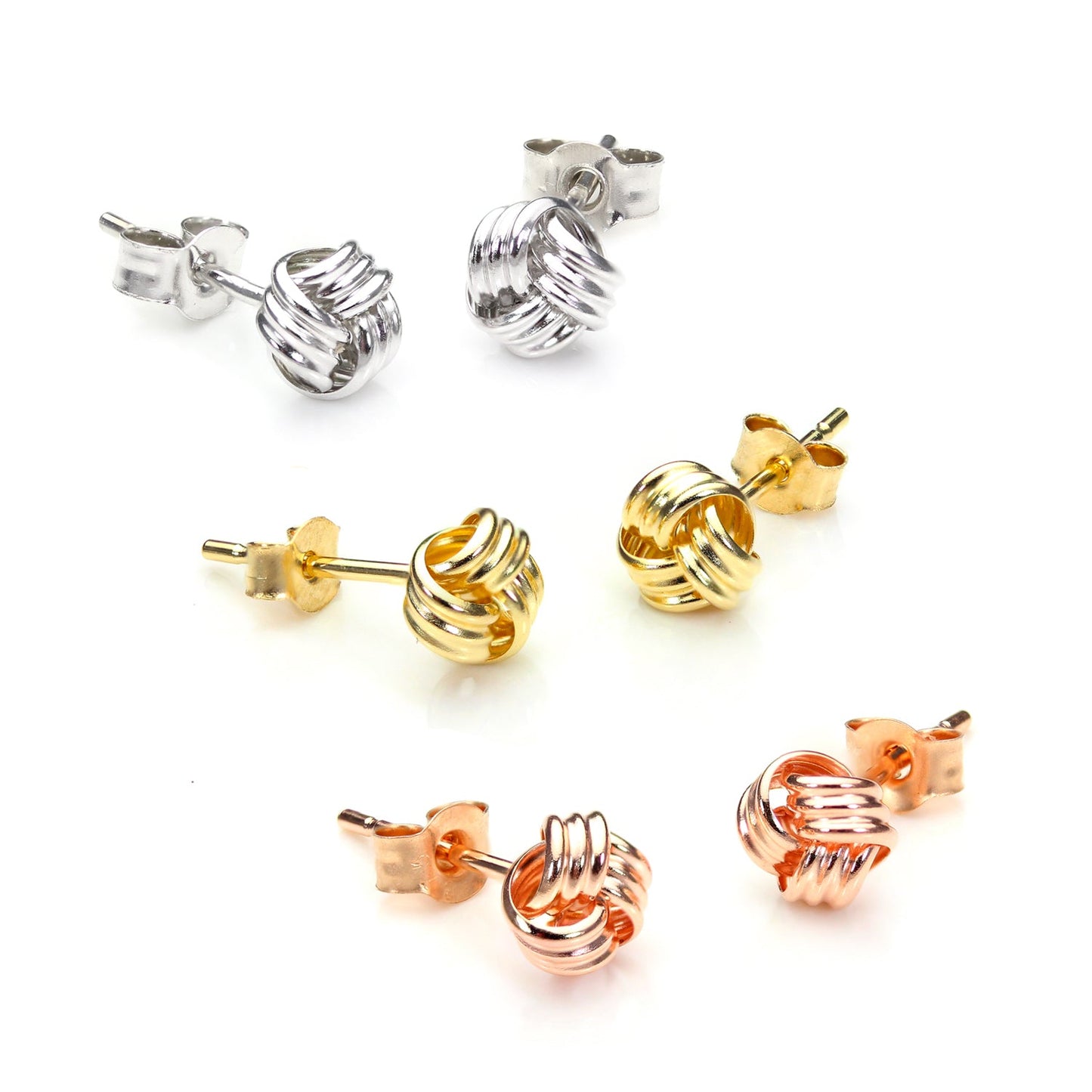 Ensemble de boucles d'oreilles à tige classiques en or 9 carats mélangé de 5 mm