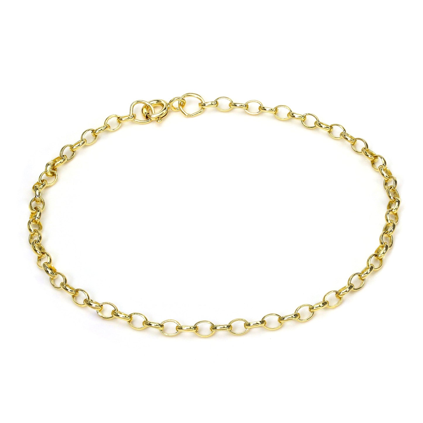 Bracelet chaîne Belcher fine et légère en or 9 carats de 17,8 cm