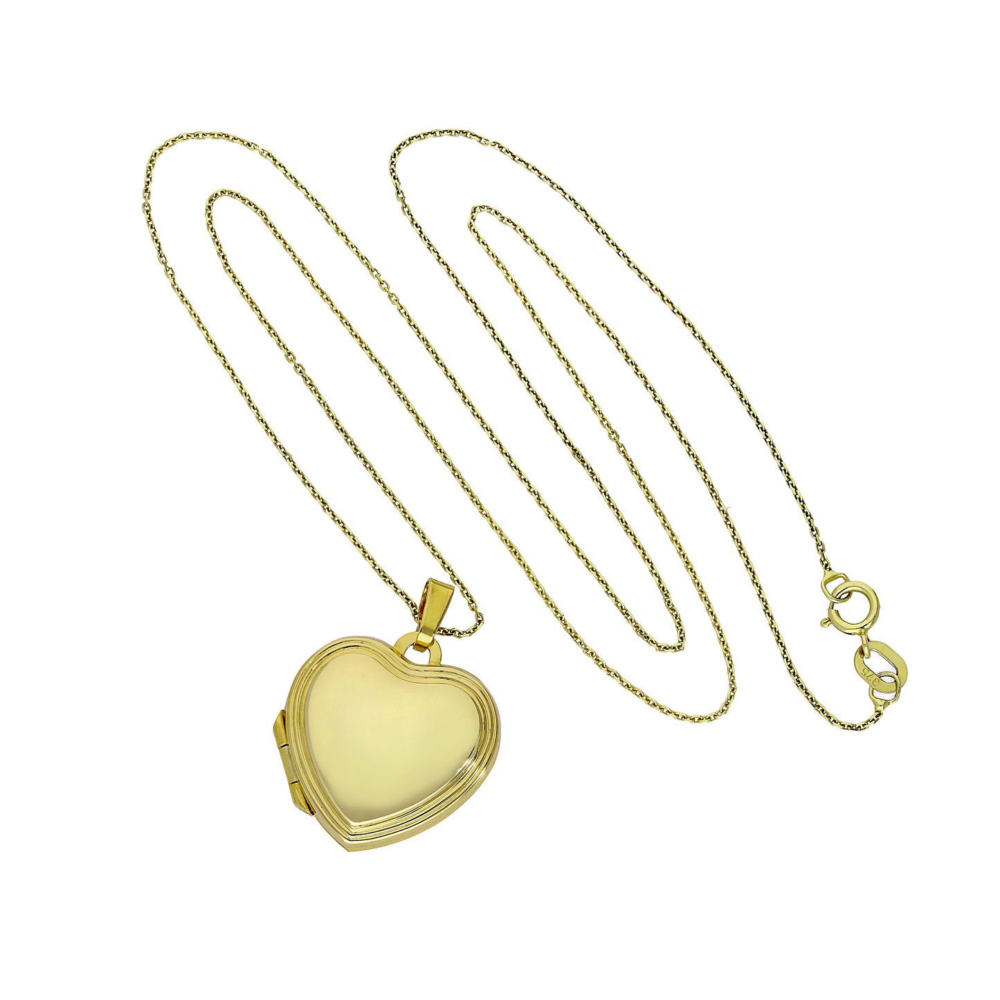 Médaillon en forme de cœur gravable en or 9 carats avec bordure en relief sur chaîne de 40 à 50 cm