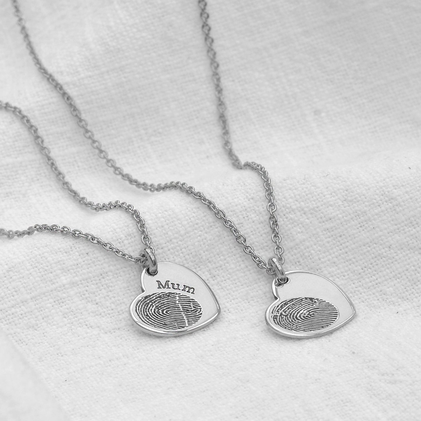 Breloque cœur en argent sterling personnalisée avec empreinte digitale