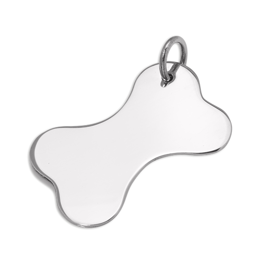 Grande médaille gravable en argent sterling pour collier de chien en forme d'os