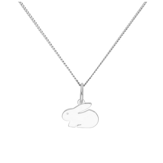 Pendentif lapin en argent sterling sur chaîne diamantée de 40,6 cm et 5 cm