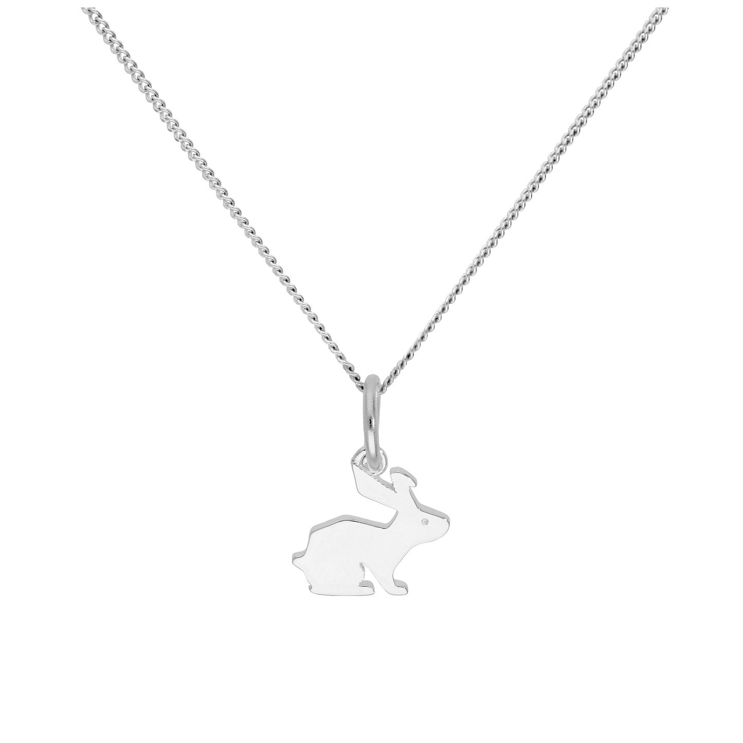 Pendentif lièvre en argent sterling sur chaîne diamantée de 40,6 cm et 5 cm