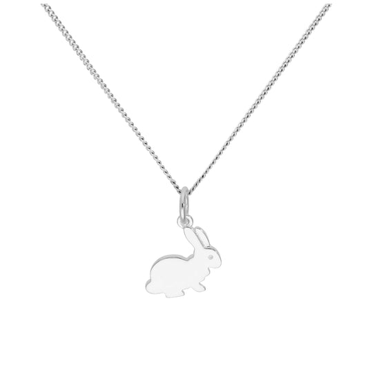 Pendentif lapin en argent sterling sur chaîne diamantée de 40,6 cm et 5 cm
