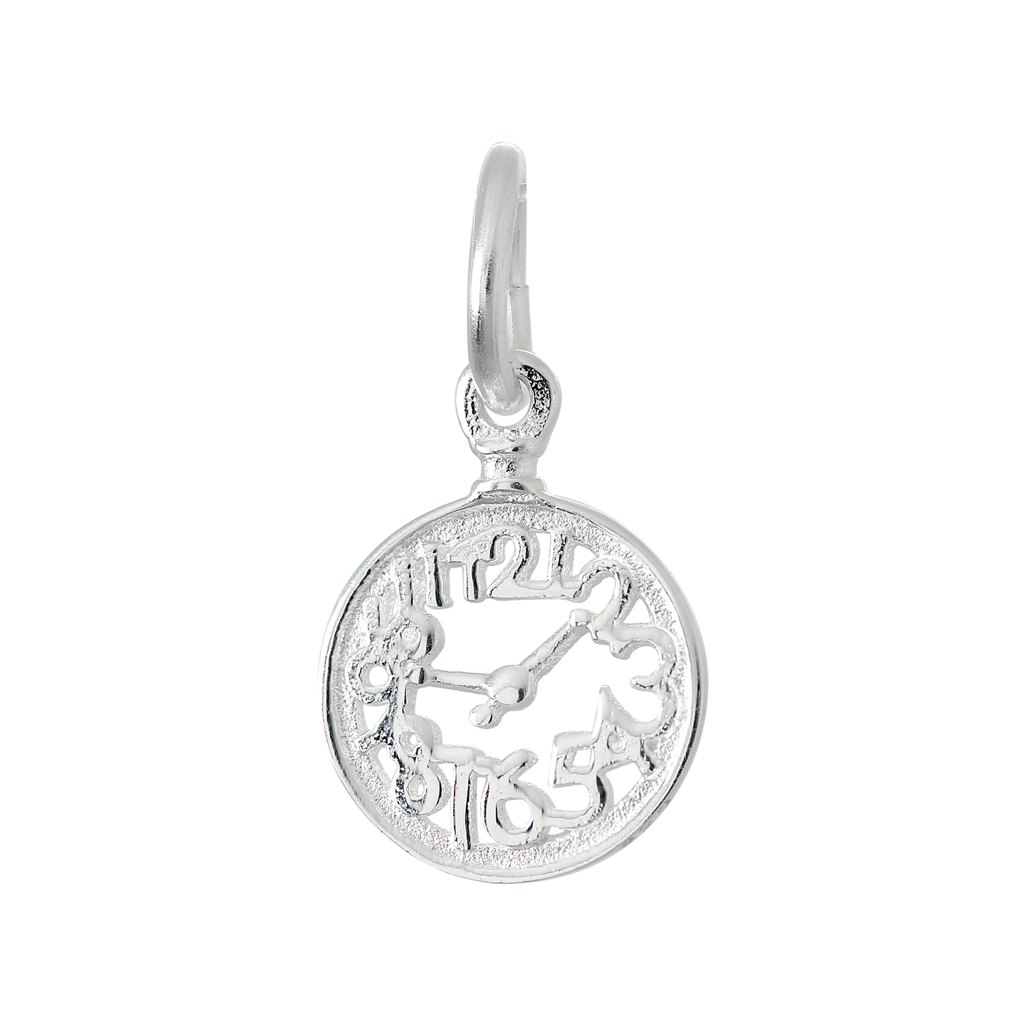 Petite breloque en argent sterling représentant un cadran d'horloge Alice au pays des merveilles