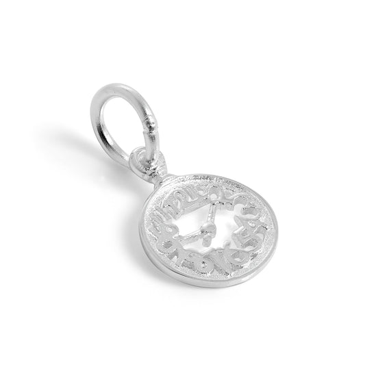 Petite breloque en argent sterling représentant un cadran d'horloge Alice au pays des merveilles