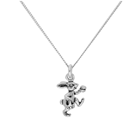 Pendentif lapin de Pâques en argent sterling sur chaîne diamantée de 40,6 cm et 5 cm