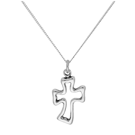 Pendentif croix torsadée en argent sterling sur chaîne diamantée de 40,6 cm et 5 cm
