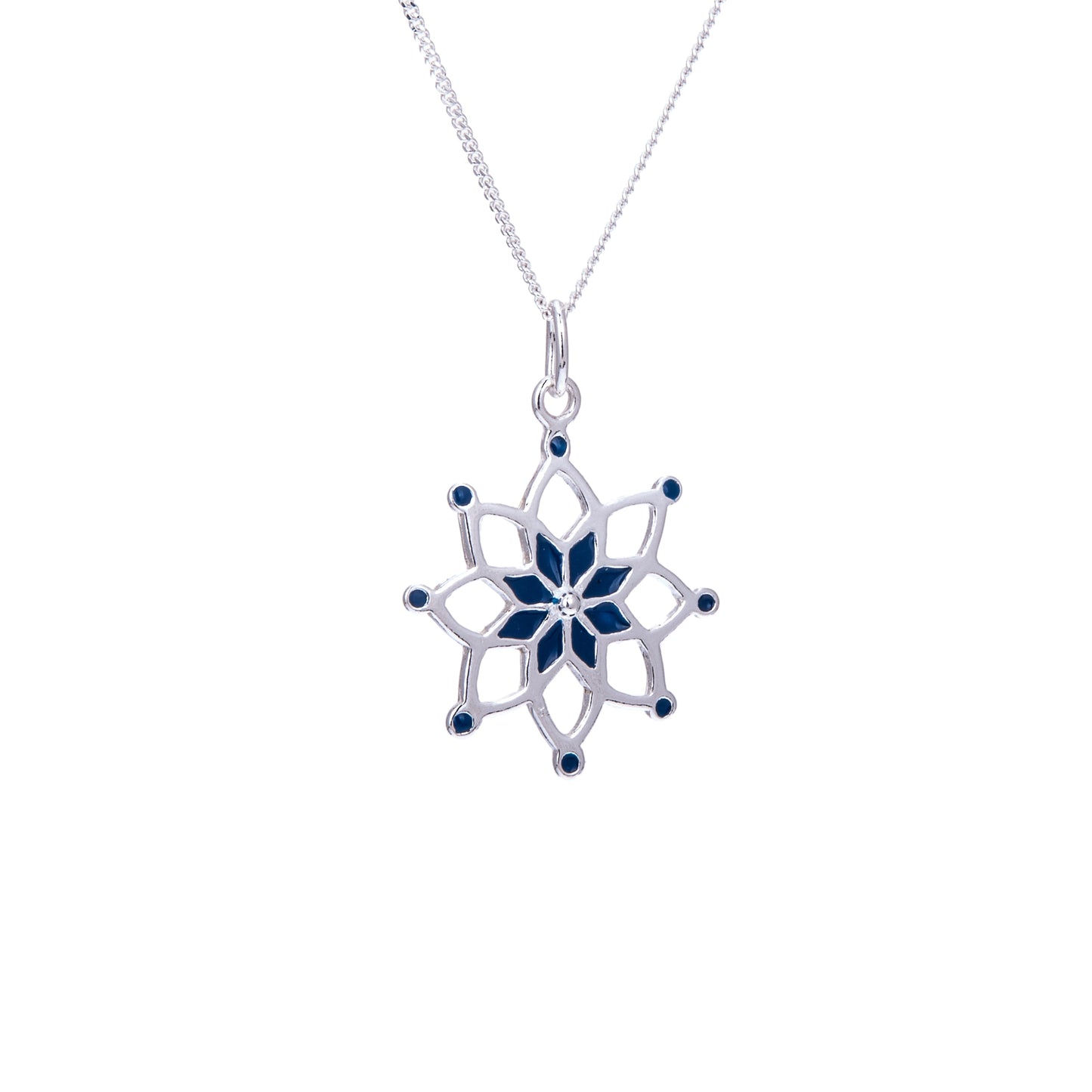 Collier attrape-rêves en argent sterling et émail bleu