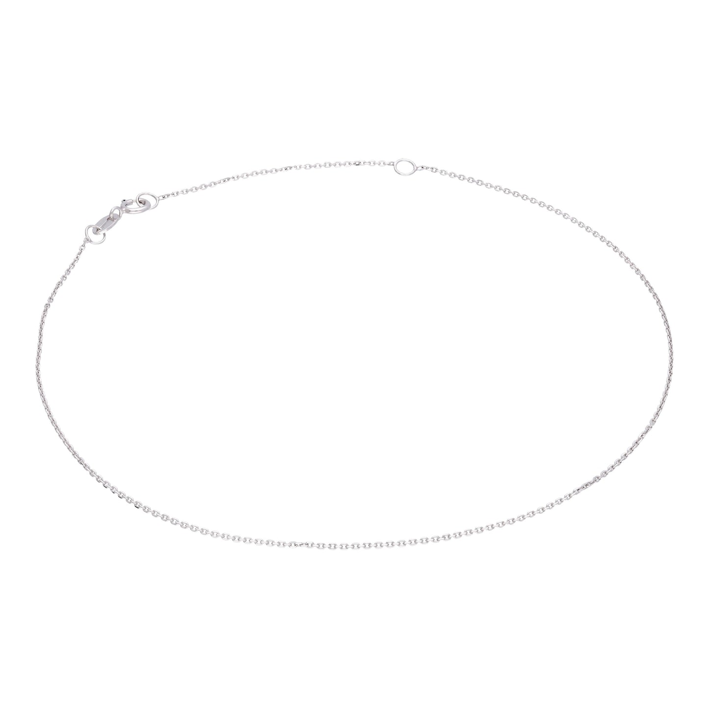 Chaîne de cheville à facettes en or blanc 9 carats, 23 à 26 cm