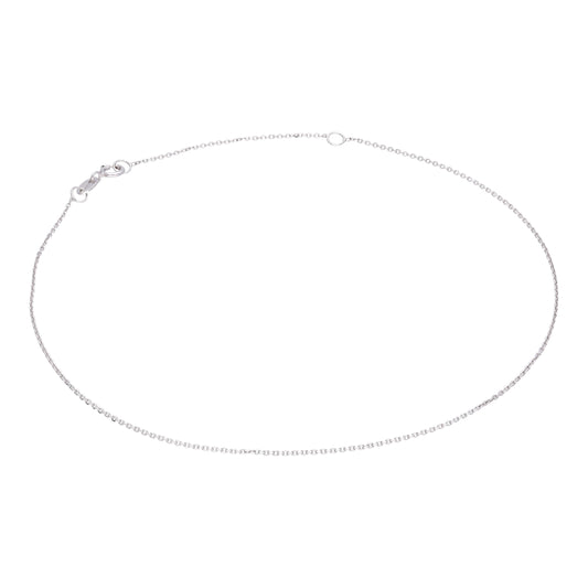 Chaîne de cheville à facettes en or blanc 9 carats, 23 à 26 cm