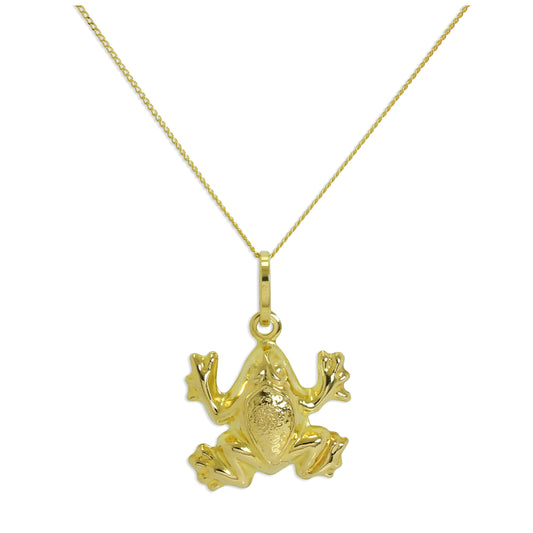 Collier grenouille creuse en or 9 carats - Chaîne de 45 cm