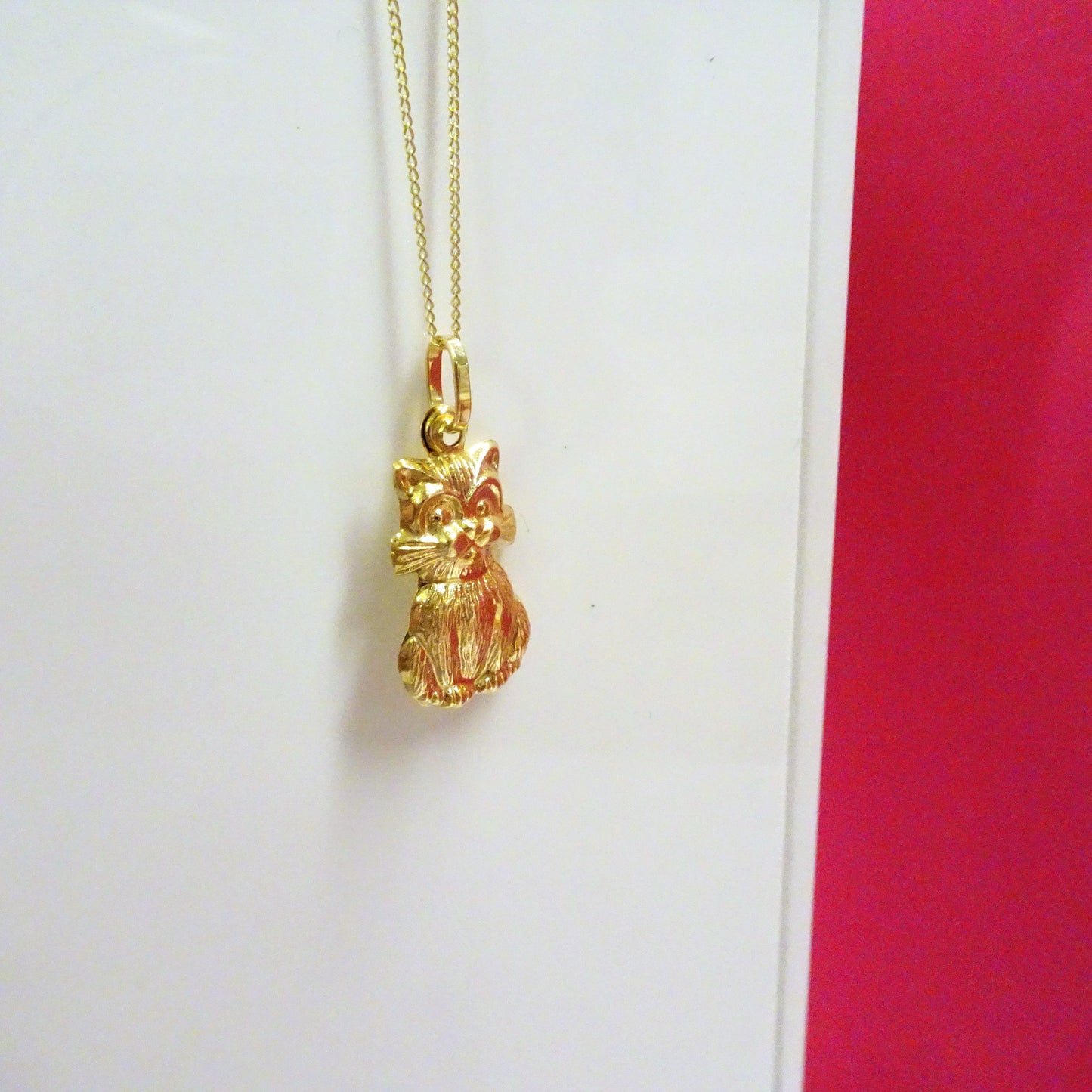 Collier chat creux en or 9 carats - Chaîne de 45 cm